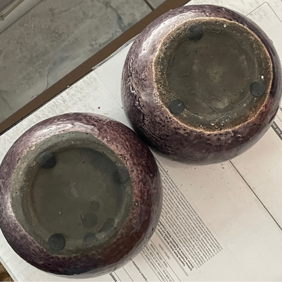 2x hand-thrown purple pottery plant pots planters 5” across top garden - Picture 5 of 7